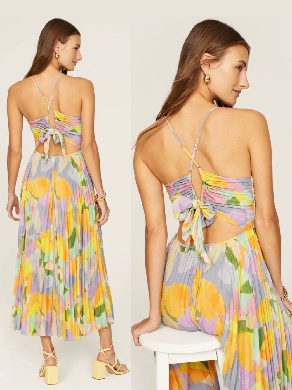 ASTR the Label Blythe Floral Midi Dress Yellow M - Picture 15 of 16